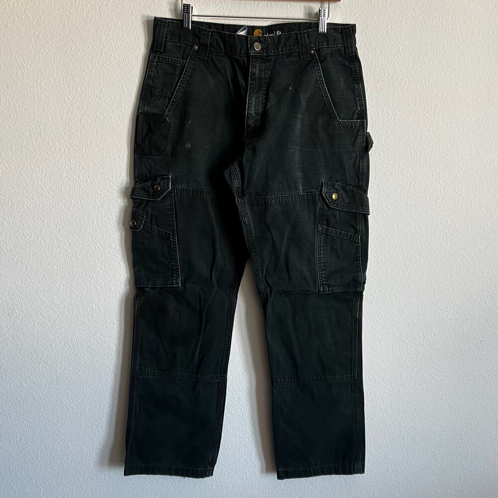 Carhartt faded black cargo double knee work wear carpenter pants